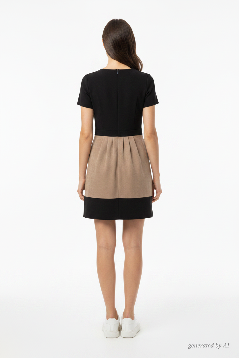 Robe Bash colorblock noir/beige - vue de dos