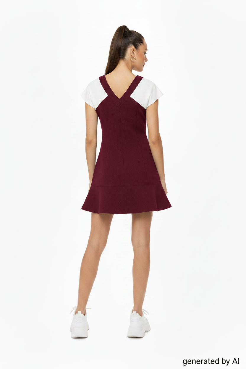 Robe bordeaux/blanc - dos