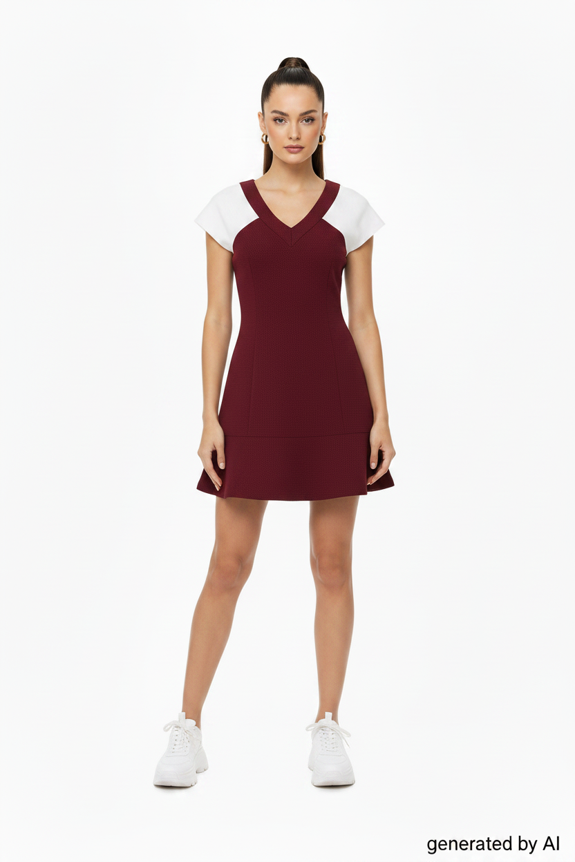 Robe bordeaux/blanc - face
