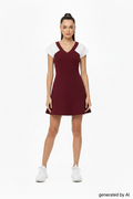 Robe bordeaux/blanc - face