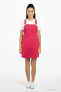 Robe Dickies rouge vue de face ourlet frangé