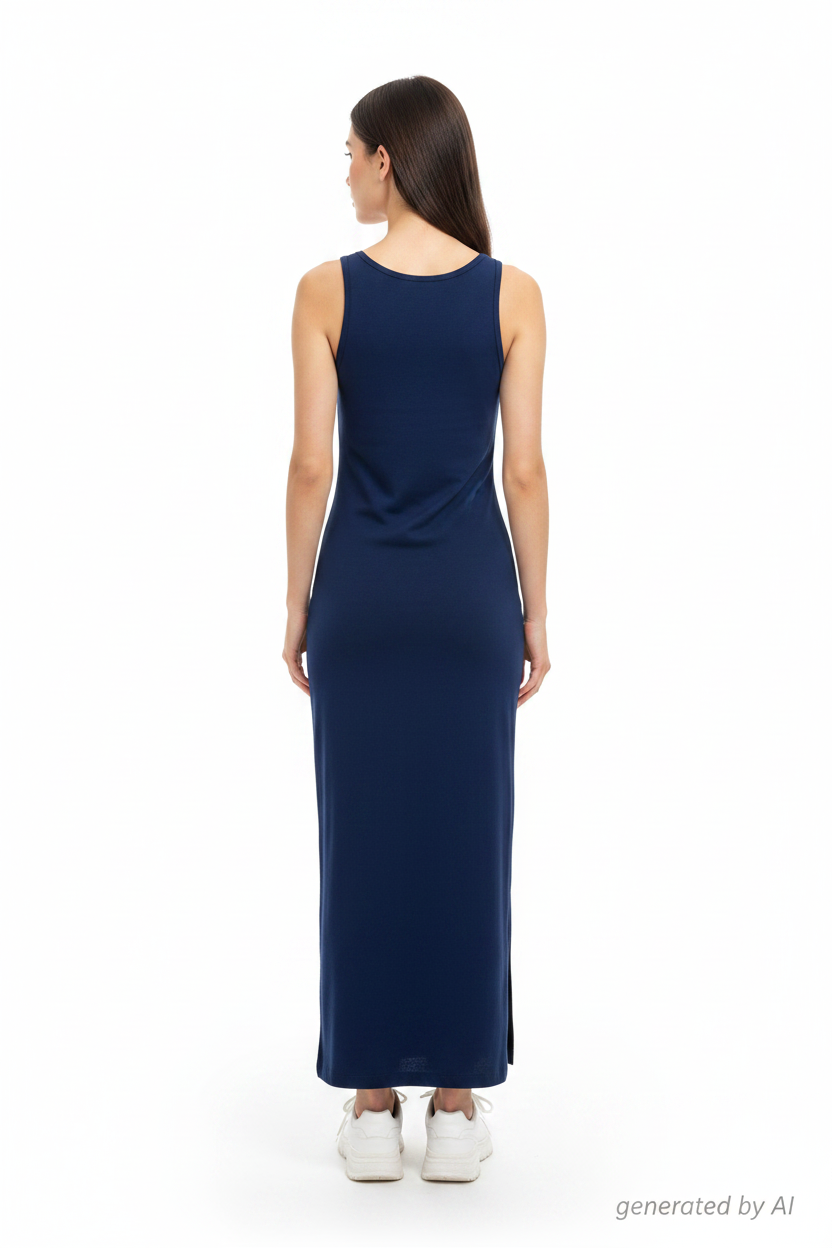 Robe longue marine - dos moins échancré