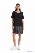 Robe The Kooples Sport noire bimatière angora simili cuir zips mannequin baskets