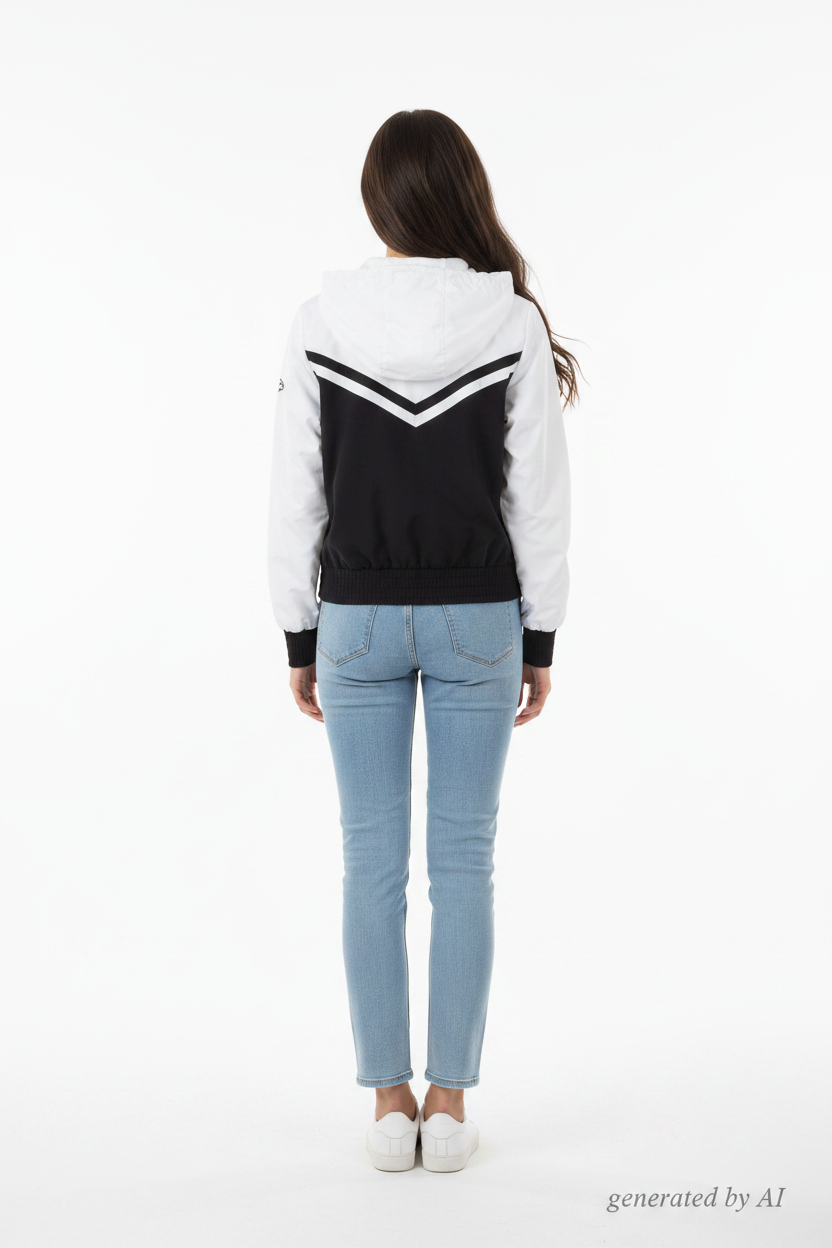 Sweat zippé bicolore - mannequin femme de dos