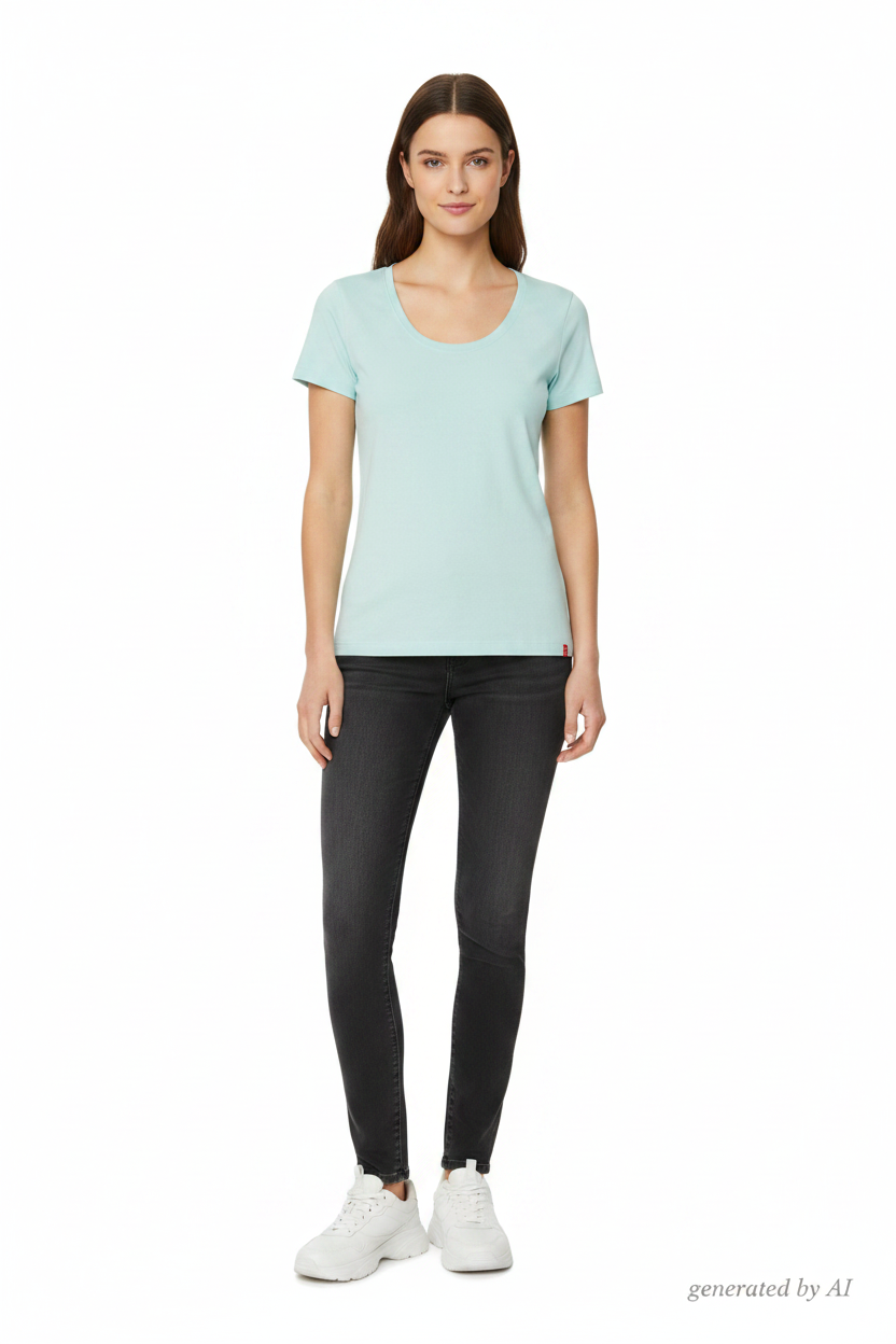 T-shirt Esprit bleu clair coton élasthanne mannequin baskets