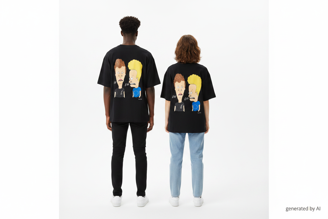 T-shirt noir Beavis Butt-Head duo mannequin vue de dos