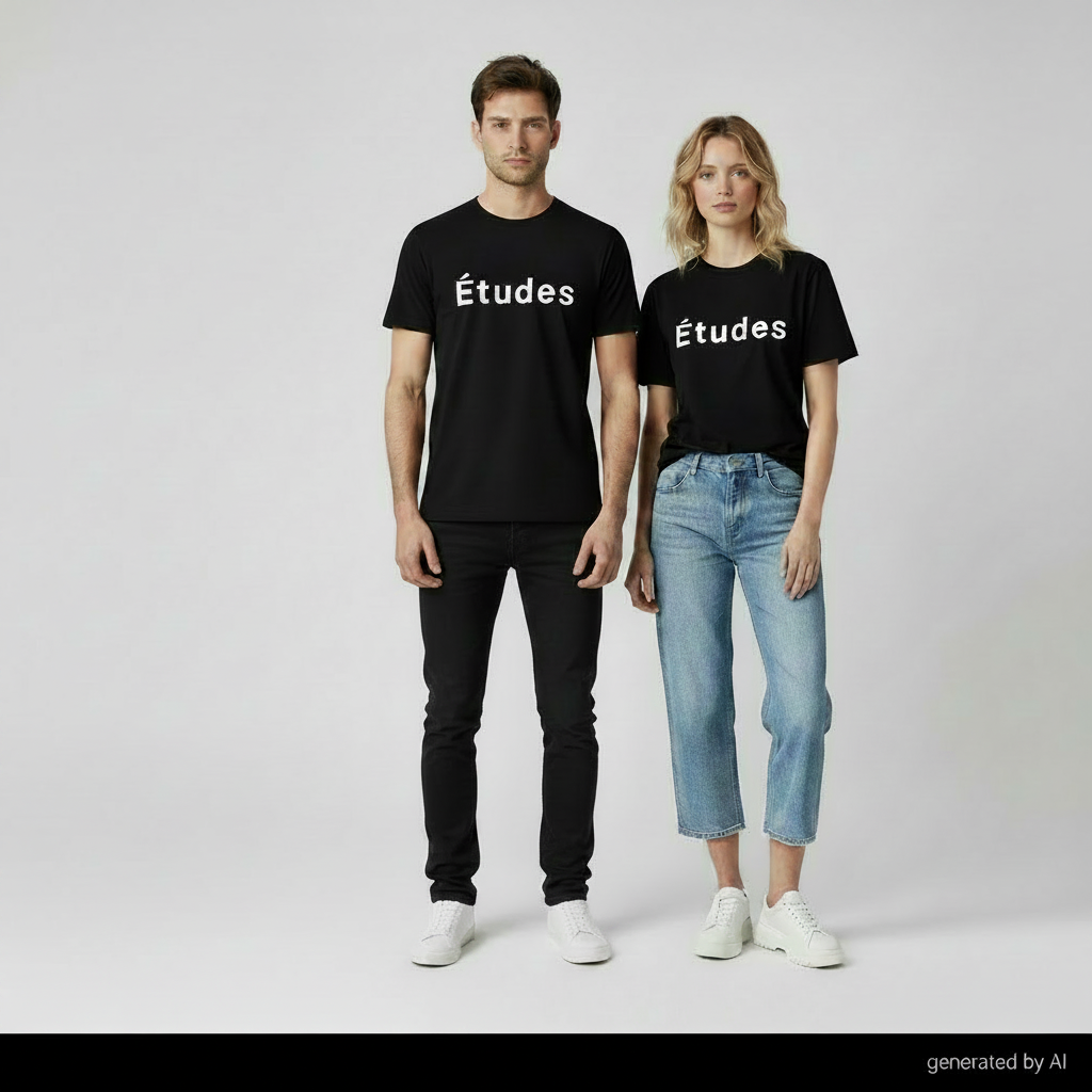 T-shirt noir Études - duo sans marge