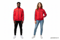 Veste Karl Kani rouge duo mannequin homme et femme